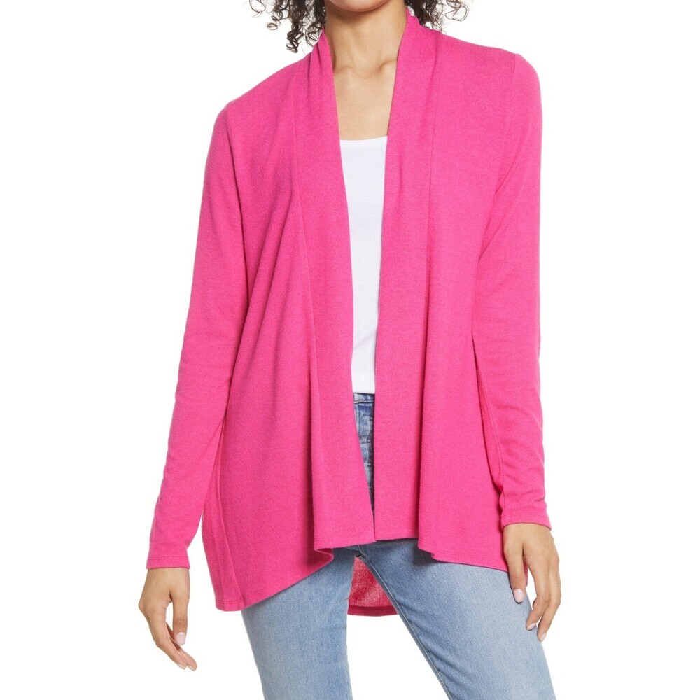 Gibson Look Women's Open Fronting sleeve Cardigan In Pink Yarrow size S